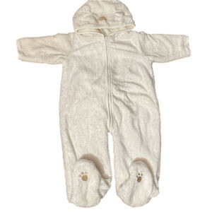 ABSORBA baby velour winter snowsuit bear theme off white Sz 9 month